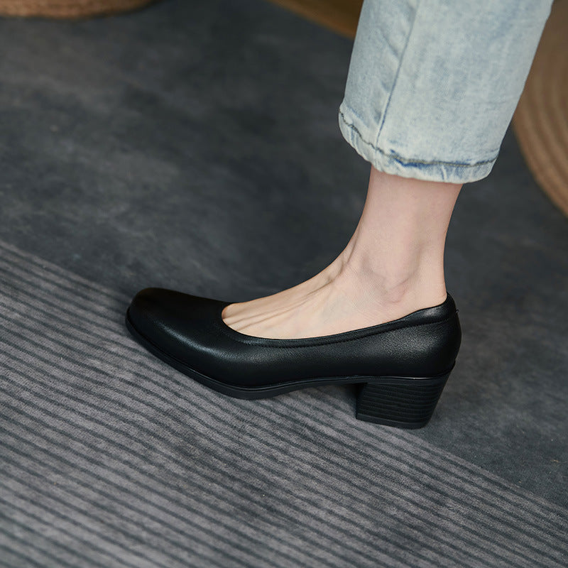 Women's Bottom Comfortable Pumps Elegant Stewardess High Round Women's Fashion Shoes