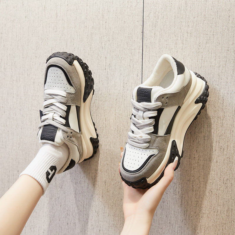 Women's White For Female Platform Height Increasing Sneakers