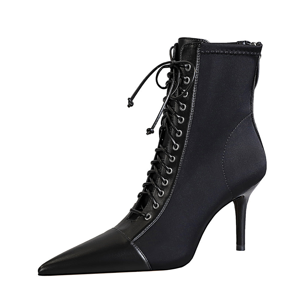 Korean Fashion Sexy Slimming Female Stiletto Shallow Mouth Women's Leather Boots