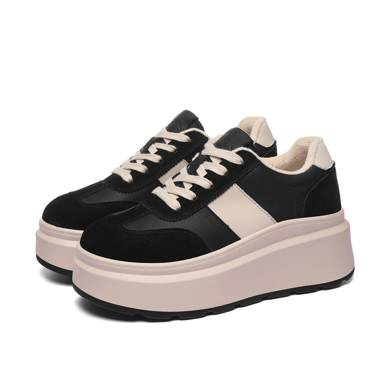 Women's Small Height Increasing German Training Platform Leisure Black Sports Casual Shoes