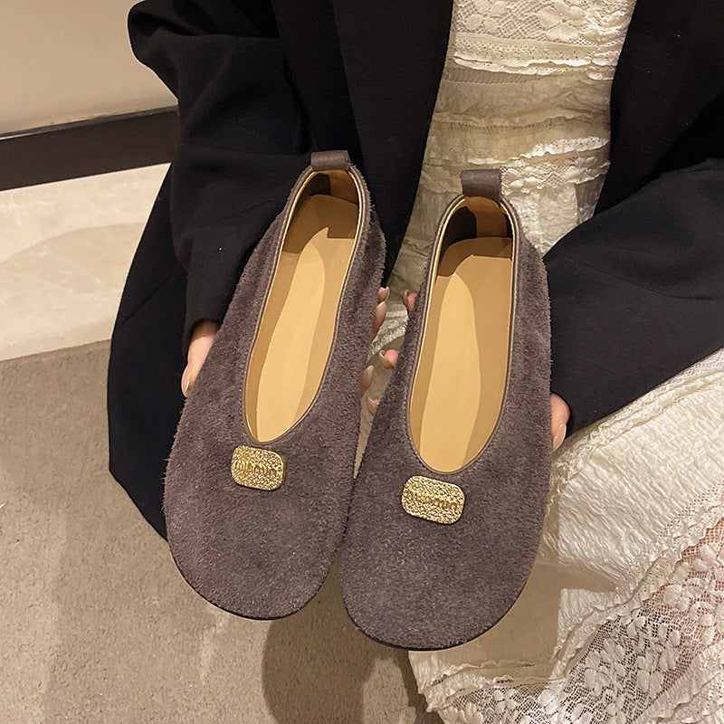 Women's Spring Flat Bottom Slip-on Round Toe Loafers