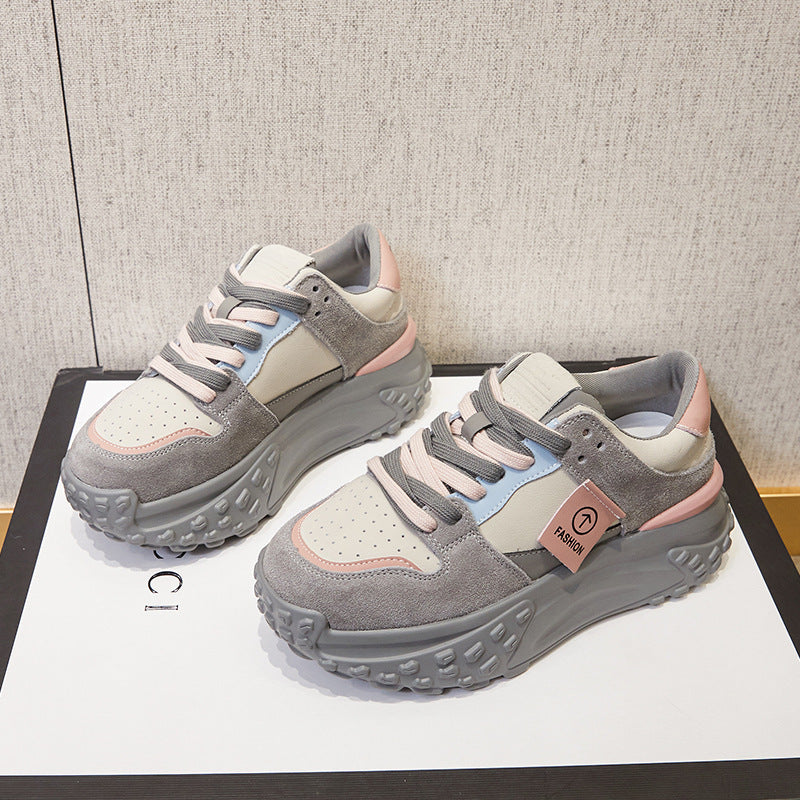 Women's White For Female Platform Height Increasing Sneakers