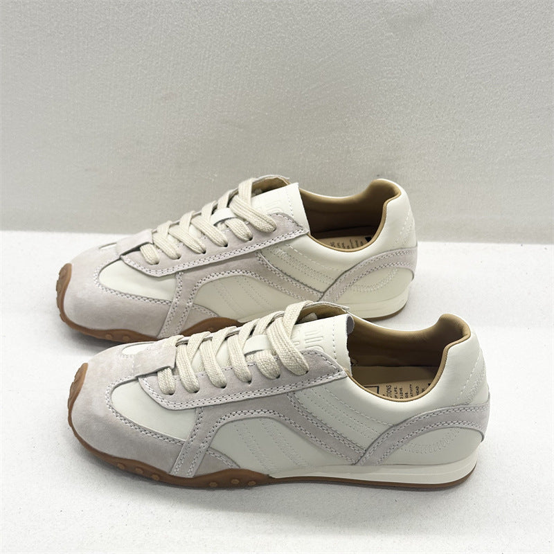 Women's Apricot Training Autumn Genuine Platform Thin Lightweight Sneakers