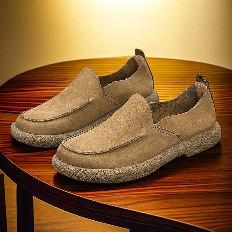 Men's Big Head Fat Wide Feet Soft Bottom Handmade Single Layer Men's Casual Leather Shoes