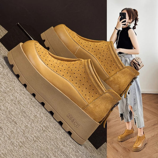 Platform Ankle Female Genuine Hole Ventilation Women's Casual Shoes