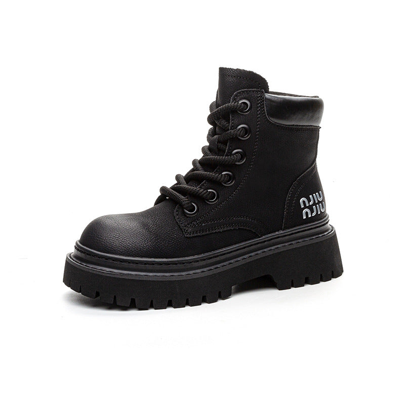 Women's Platform Martin Chunky Worker Outdoor Motorcycle Women's Leather Boots