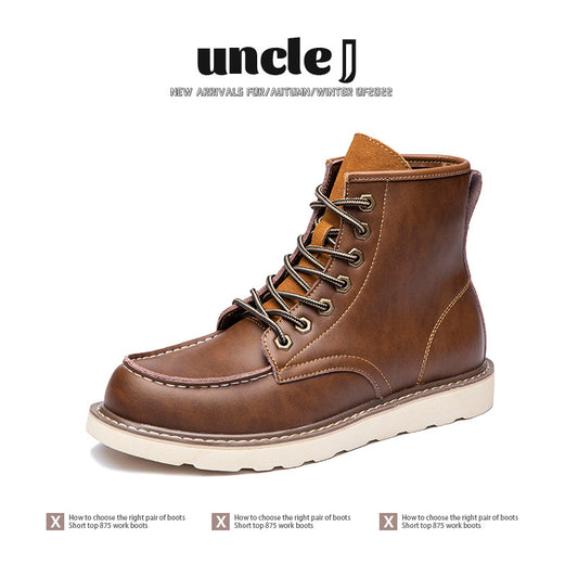 Men's Size Vintage Plus Veet Worker Breathable Trendy Men's Martin Boots