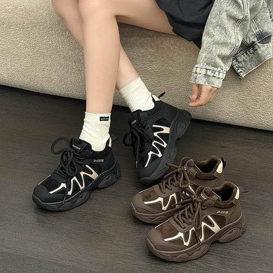 Dad Korean Style Thick-soled Winter Warm With Casual Shoes