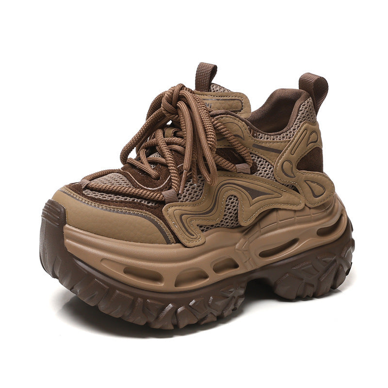Women's Platform Height Increasing Insole Mesh Autumn Muffin Daddy Sports Casual Shoes