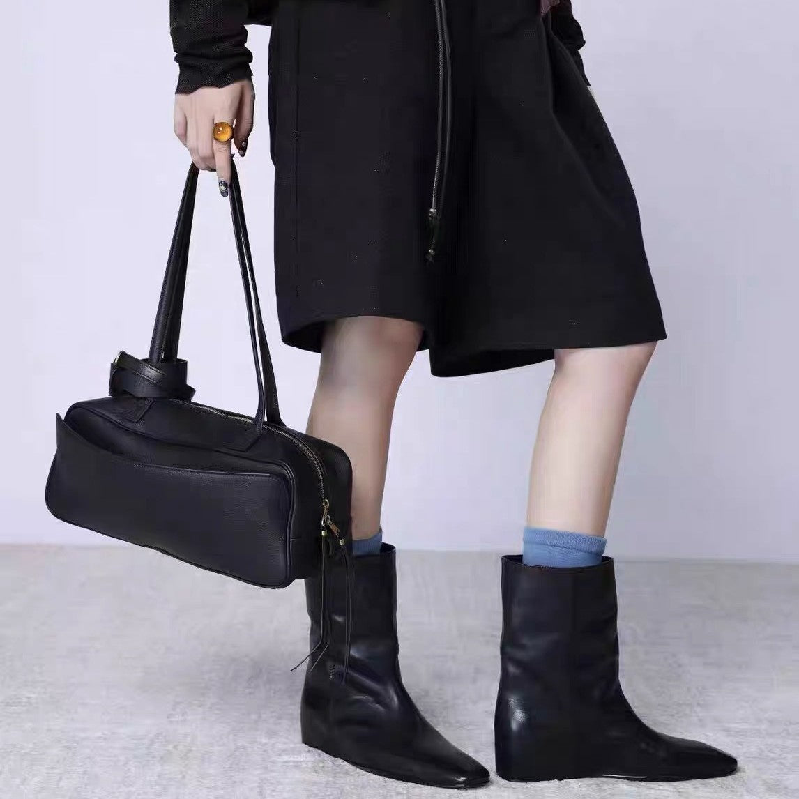 Women's Minority Square Toe Height Increasing Insole Sleeve Boots