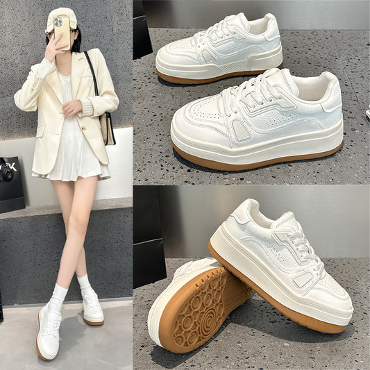 Women's Thick-soled Spring Comfortable Heightened Easy Wear Lace Sneakers