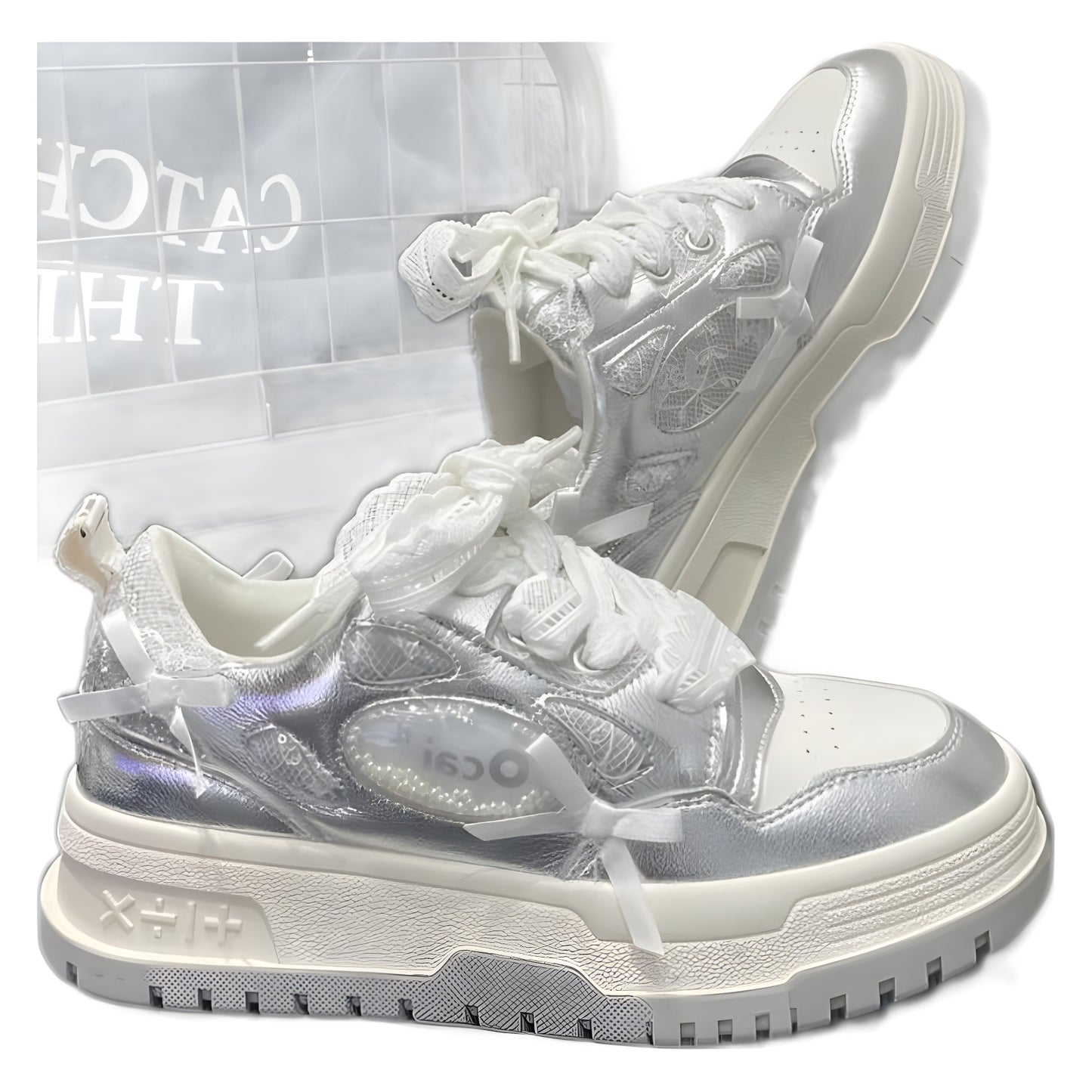 Red Rhyme Design Dad White Breathable Retro Sports Casual Shoes