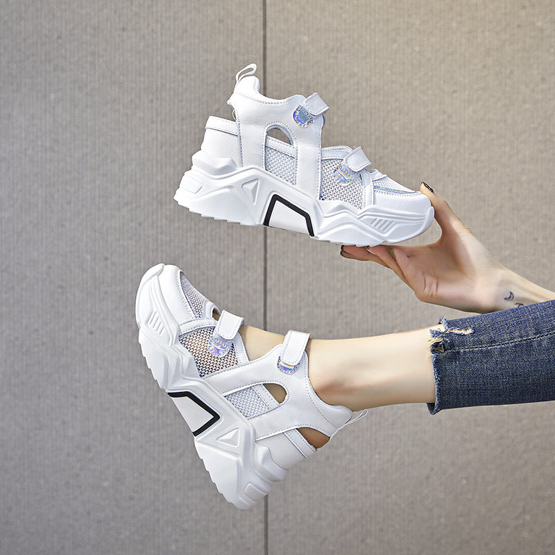 Women's Summer Closed Toe For Outdoors Height Increasing Insole Platform Lazy Women's Casual Shoes