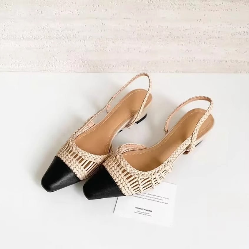 Women's French Style Vacation Handmade Woven Hollowed Roman Sandals