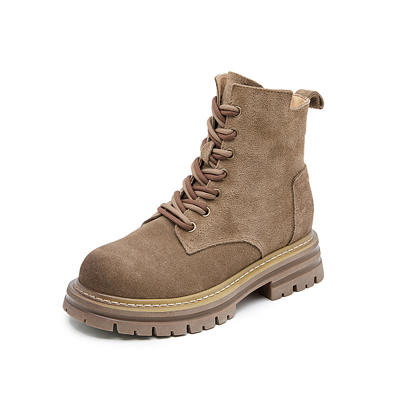 Women's Hollow Martin Summer Soft Retro Short Cow Suede Women's Leather Boots