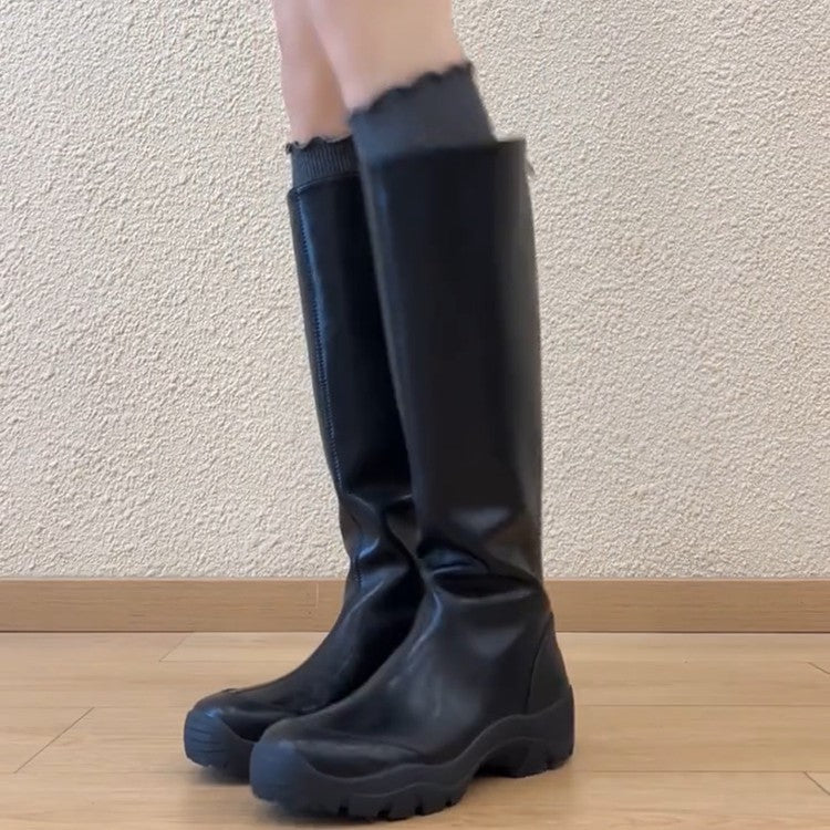 Women's The Knee Small Simple Thick Bottom Increased Big Tube Boots