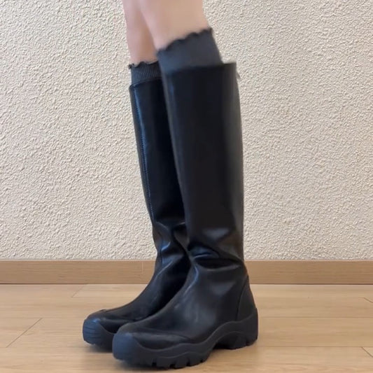 Women's The Knee Small Simple Thick Bottom Increased Big Tube Boots