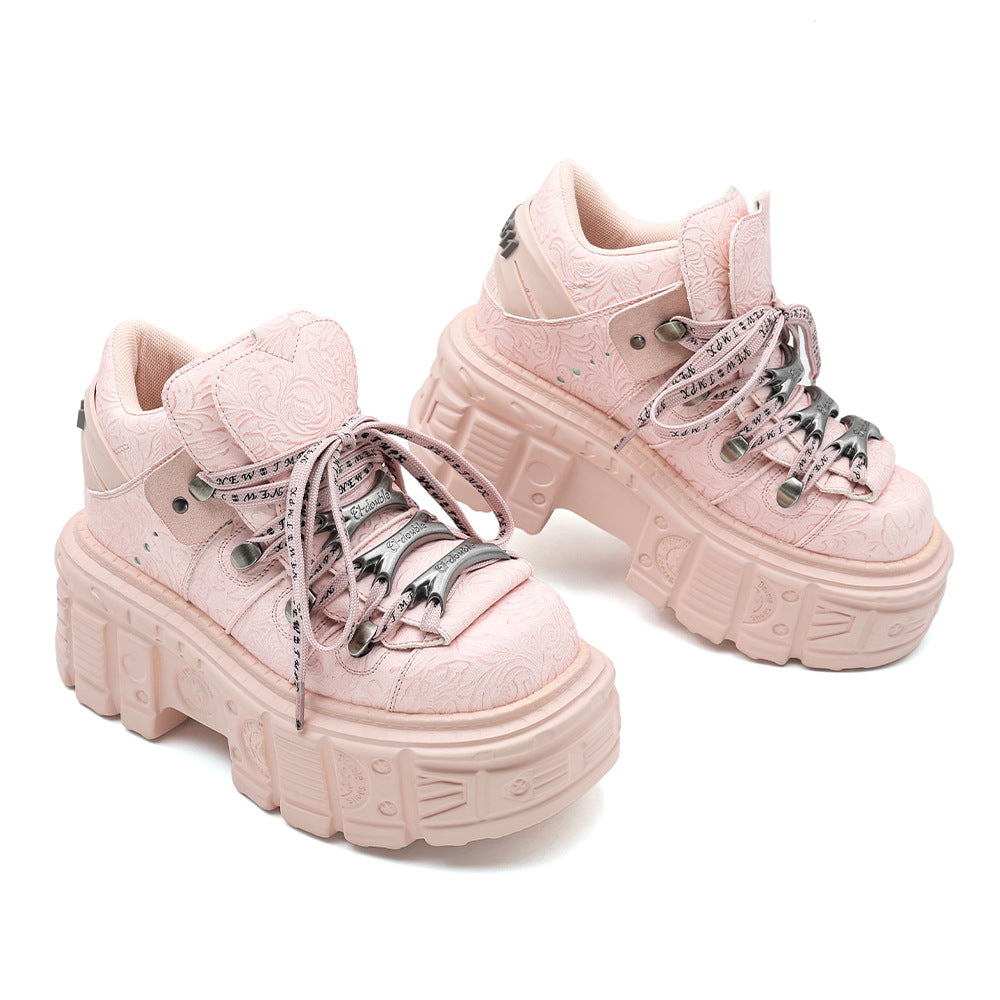 Women's Thick-soled Metal Platform Height Increasing Street Shooting Punk Boots