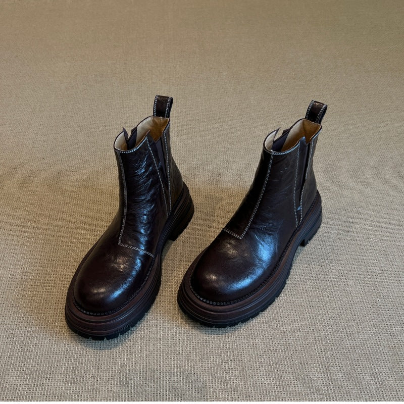 Women's Fan Retro British Style Chelsea Thick Bottom Knight Boots