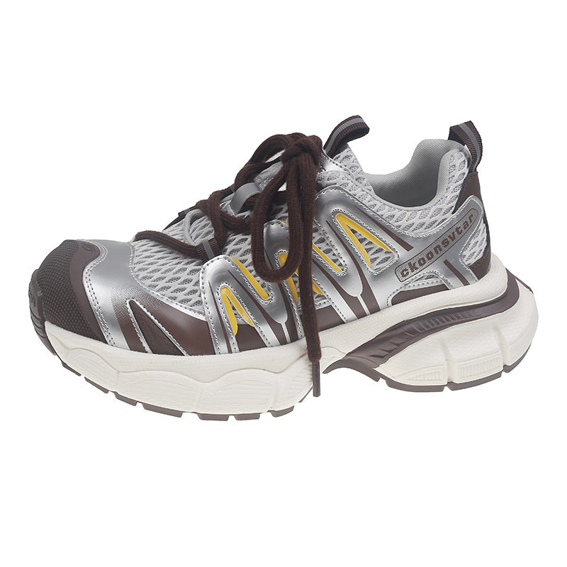 Korean Style Fashionable Splicing Hollow Mesh Surface Early Autumn Women's Sports Shoes
