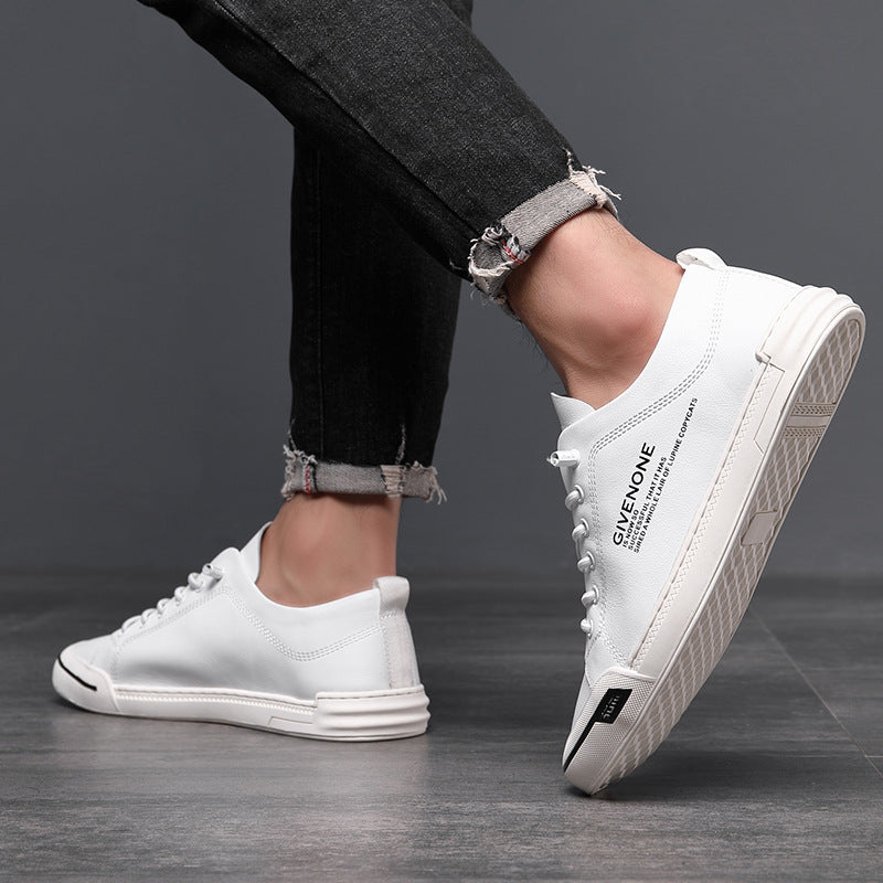 Spring Versatile Fashion Sports Leisure Round Leather Shoes