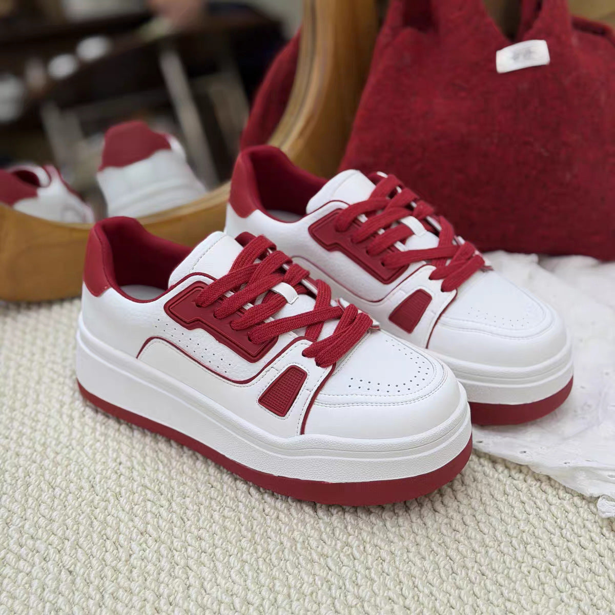 Women's White Winter Genuine Platform Early Spring Women's Sports Shoes
