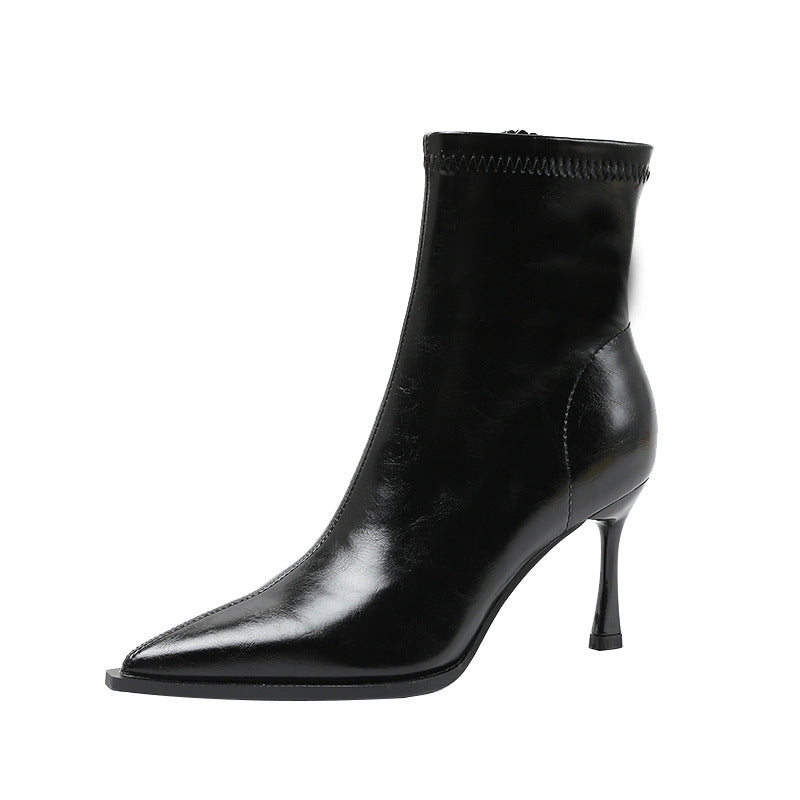 Women's Elegant Pointed Toe Stretch Thin Professional Fashion Short Boots