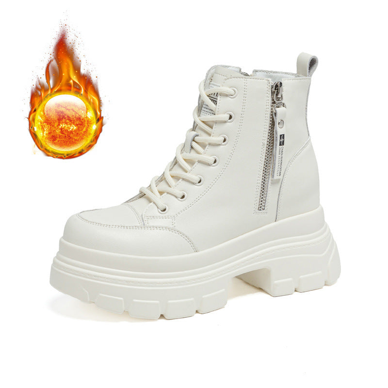Women's Female British Style Autumn Small Winter Plus Veet Ankle Women's Leather Boots