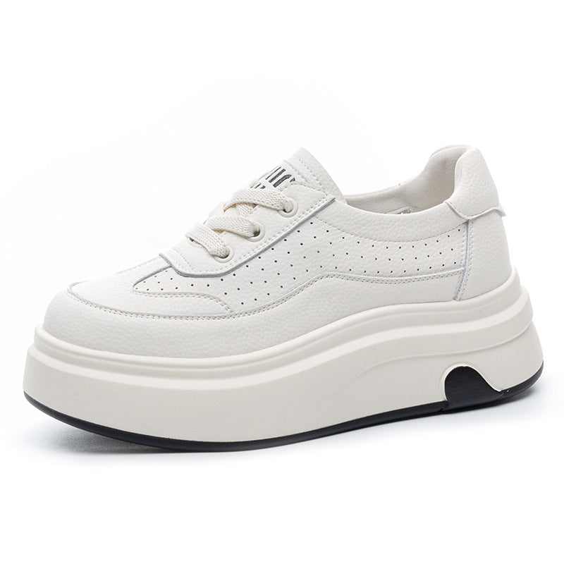 Women's White Thick Bottom Show Feet Small Casual Shoes