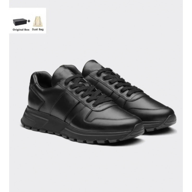 Logo Badge Platform Heightened Daddy Round Toe Lace Women's Sports Shoes