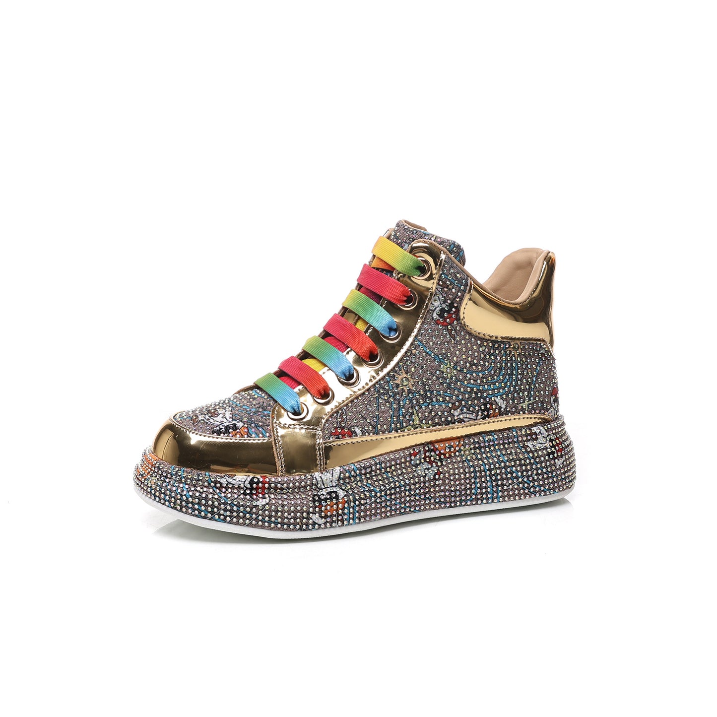 Colorful Full Diamond Platform Trendy Grace Versatile Korean Style Crystal Sports Casual Shoes