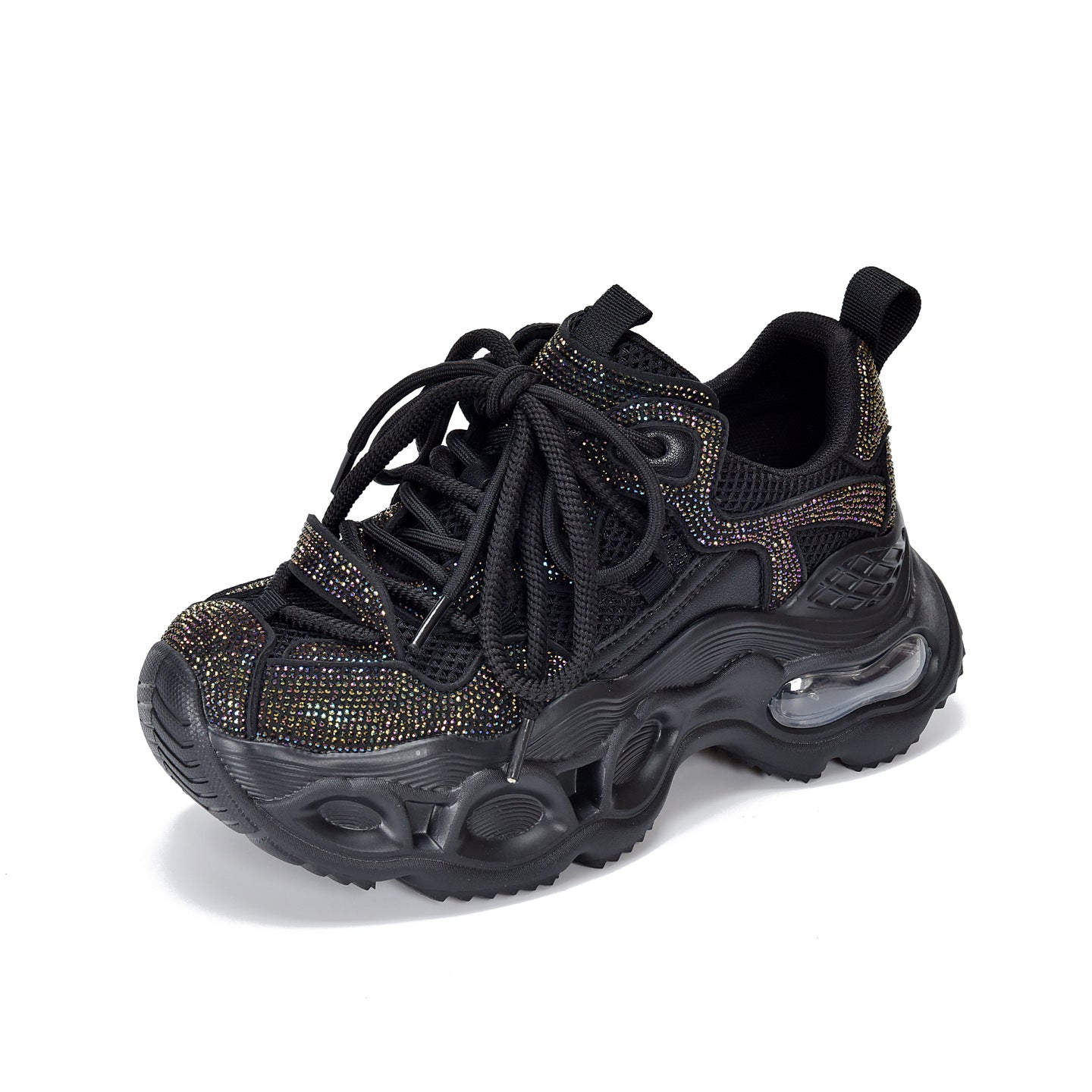 Women's Small Thick Bottom Fashion Rhinestone Spring Authentic Sports Casual Shoes
