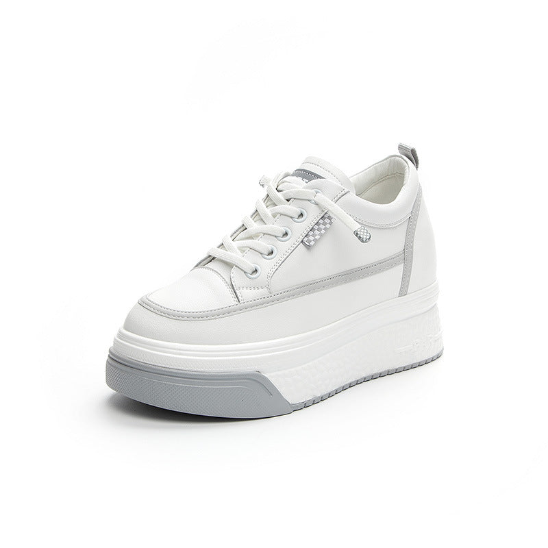 Women's White Spring Platform Korean Style Versatile Invisible Elevated Muffin Women's Sports Shoes