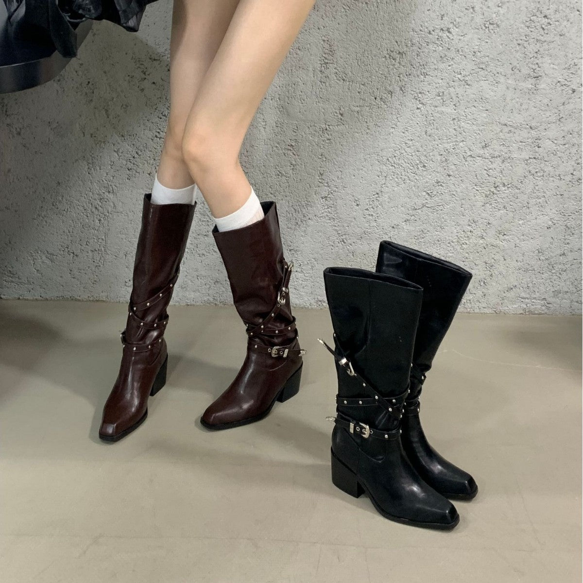 Women's Style Fashion Belt Buckle Small Chunky Heels