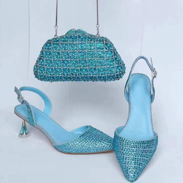 Luxury Fashion Diamond Pointed Wedding Crystal High Heeled Sandals