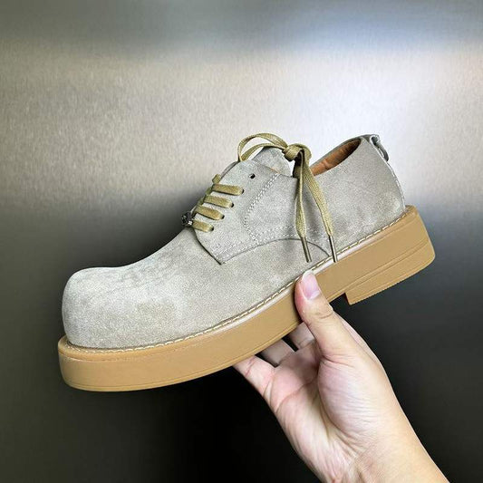 Low Top Big Head Thick Bottom Korean Men's Casual Leather Shoes