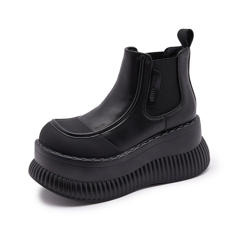 Women's Thick-soled Smoke Pipe Chelsea Elevator Ankle Boots
