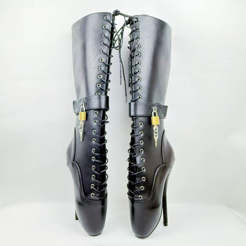 Ballet Diamond Matte High Fashion Hook Women's Leather Boots