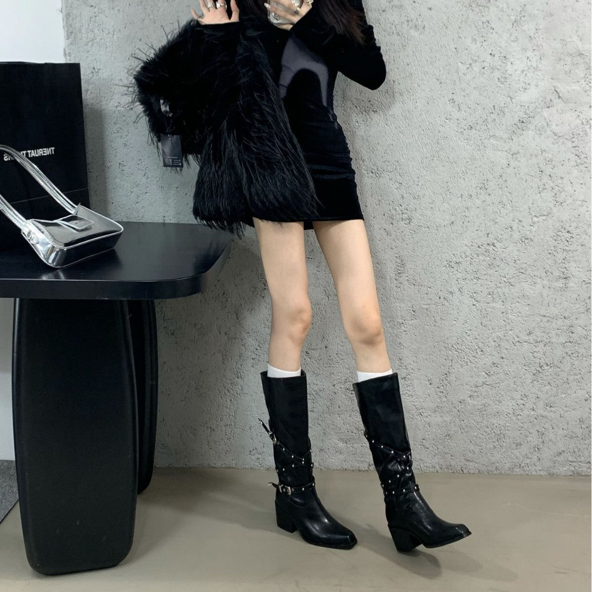 Women's Style Fashion Belt Buckle Small Chunky Heels
