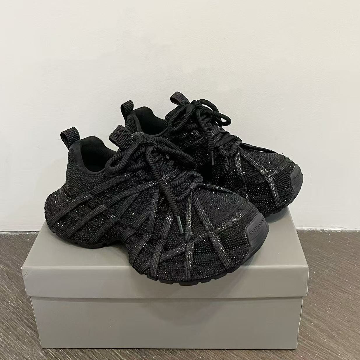 Women's Korean Style Platform Dad Full Diamond Sports Casual Shoes
