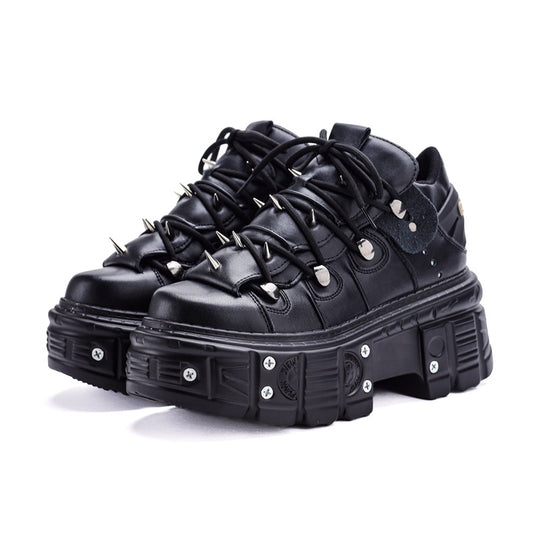 Women's Metal Platform Low Top Punk Goth Riveting Machine Boots