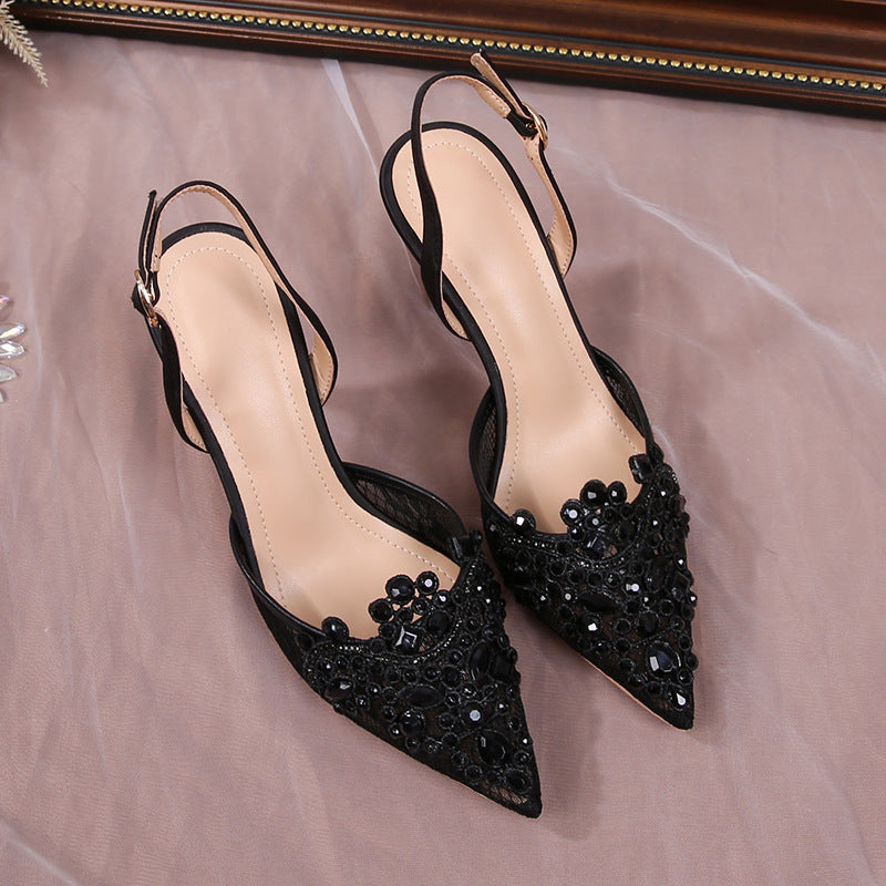 Women's White Wedding Lace Princess Style Stiletto High Heeled Sandals