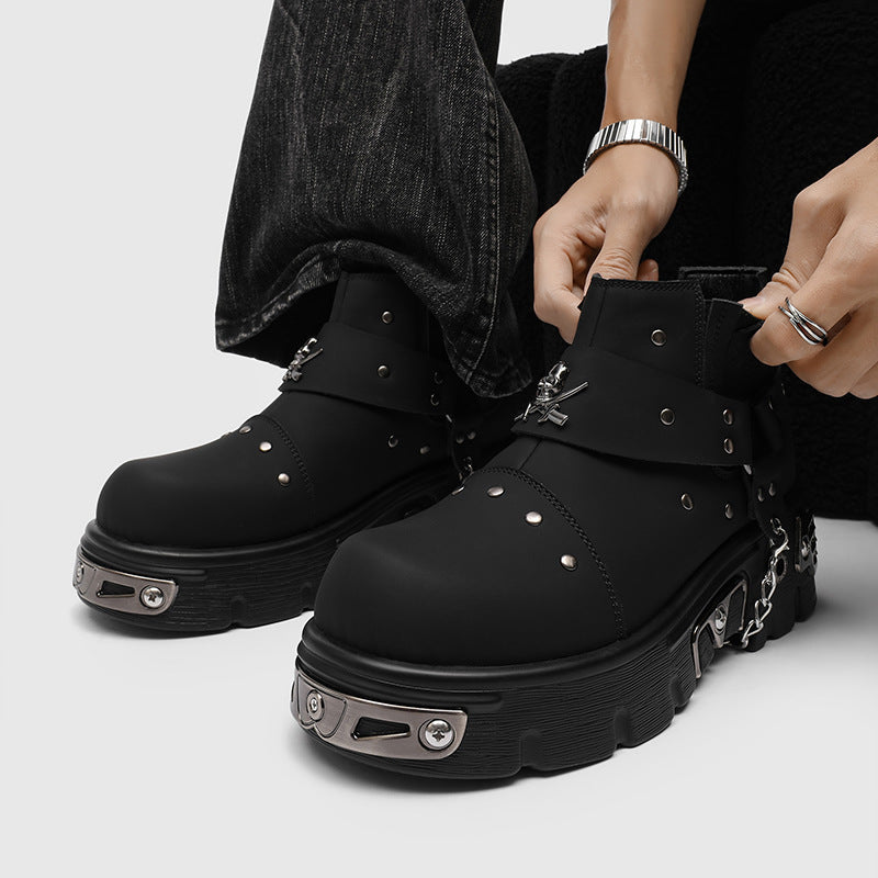 Punk Heavy Metal Skull Height Increasing Dark Rock Boots