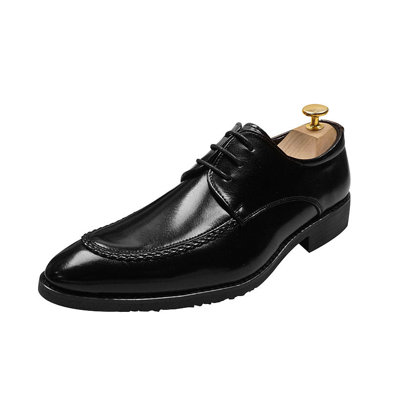 Men's Simple Hair Stylist Height Increasing Insole Men's Casual Leather Shoes