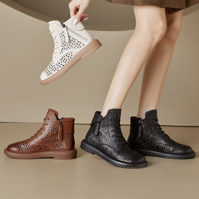 Women's Authentic Hollow Out Martin Korean Double-sided Boots