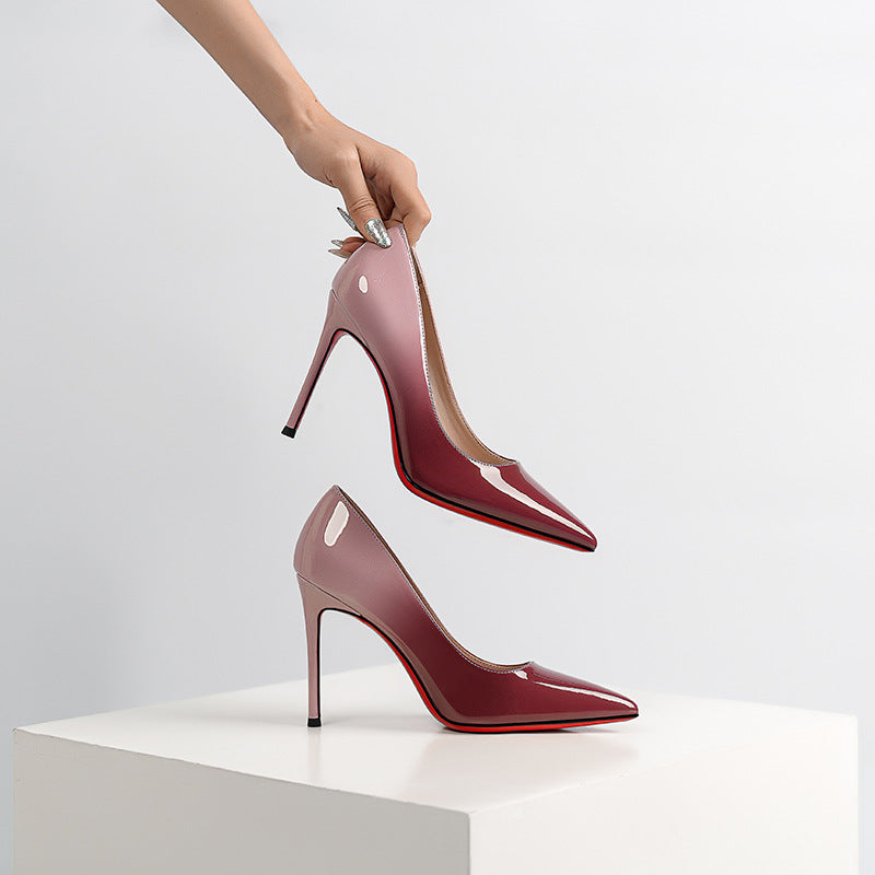 Women's High Low-cut Patent Pointed Toe Sexy Night Show Classy Women's Fashion Shoes