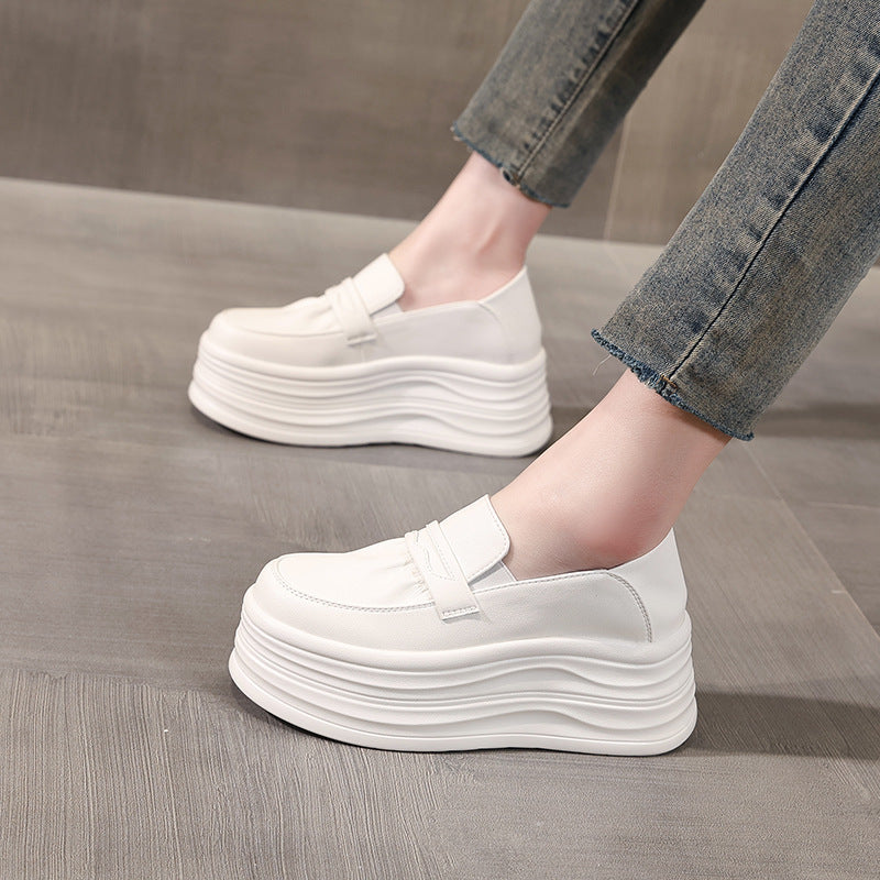Women's Thick-soled Height Increasing Insole White Spring Casual Shoes