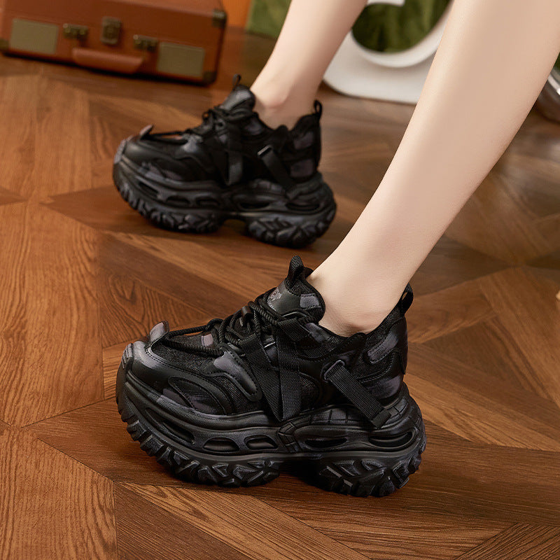 Women's Platform Dad Brushed Retro Height Increasing Women's Sports Shoes