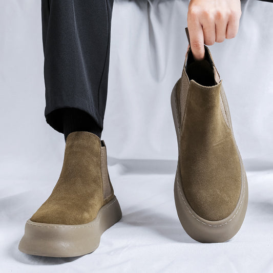 Men's British Style Chelsea Breathable Platform Elevator Ankle Boots