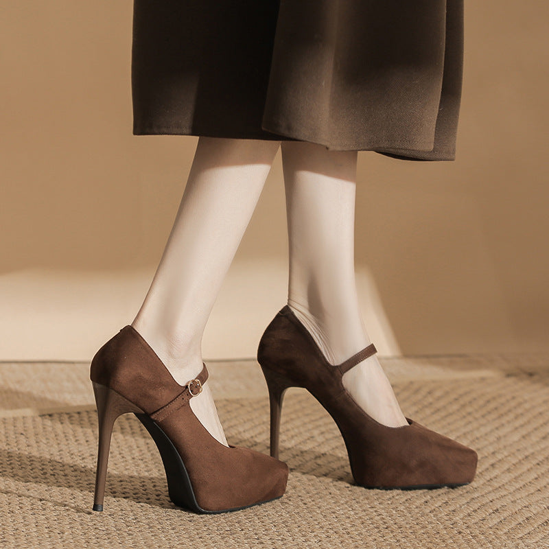 One-word With Pointed Toe Stiletto High French Heels